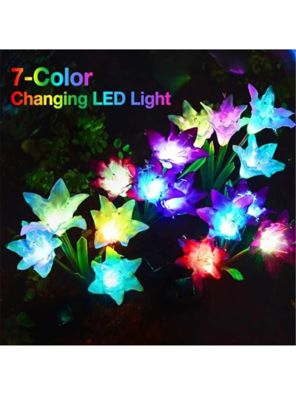 Solar Garden Lights Outdoor Waterproof Color Changing Flower Stake Yard Decor